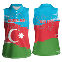 Personalized Azerbaijan Flag Style Women Sleeveless Polo Shirt Azerbaijani Flag Day