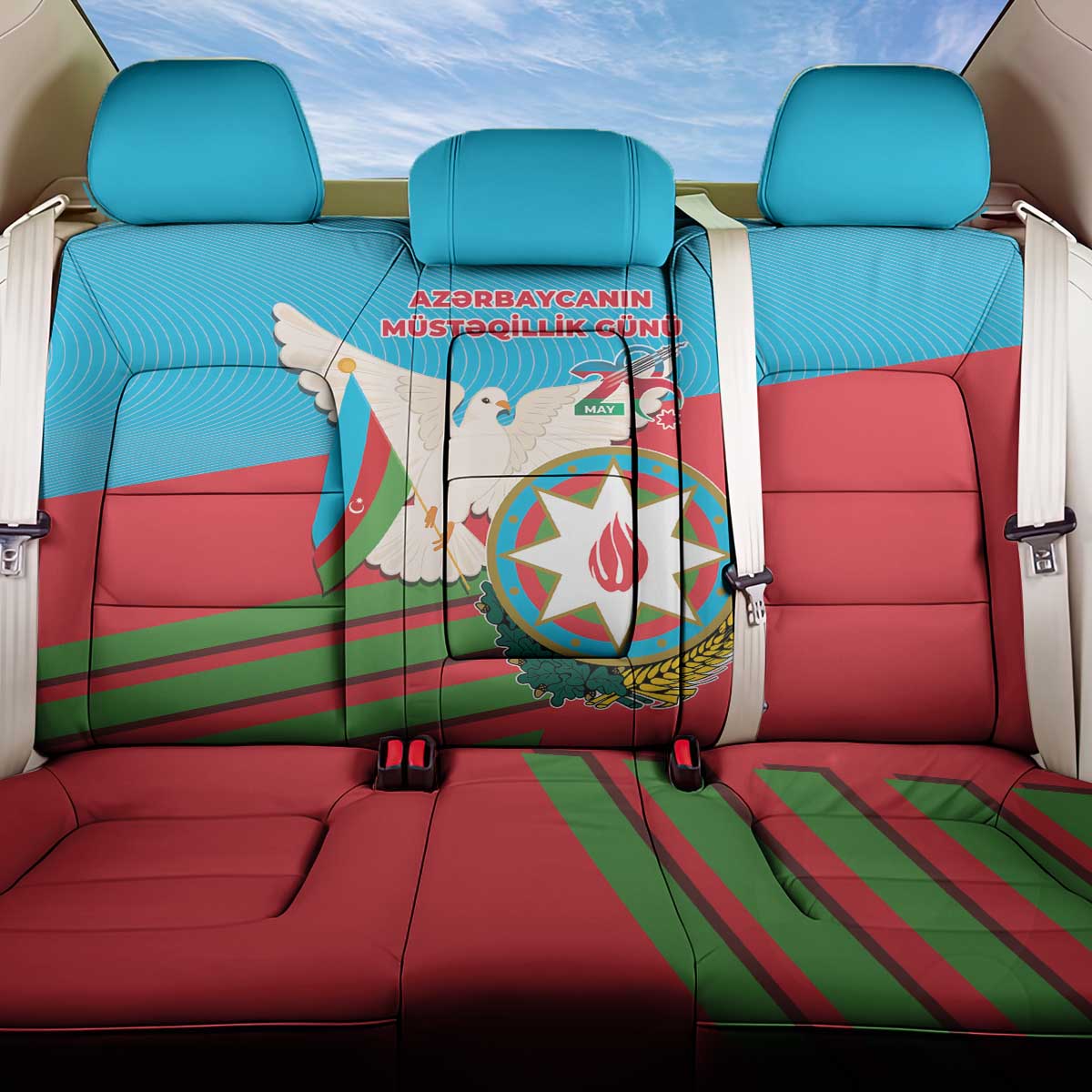 Azerbaijan Independence Day Back Car Seat Cover Mustəqillik Gunu