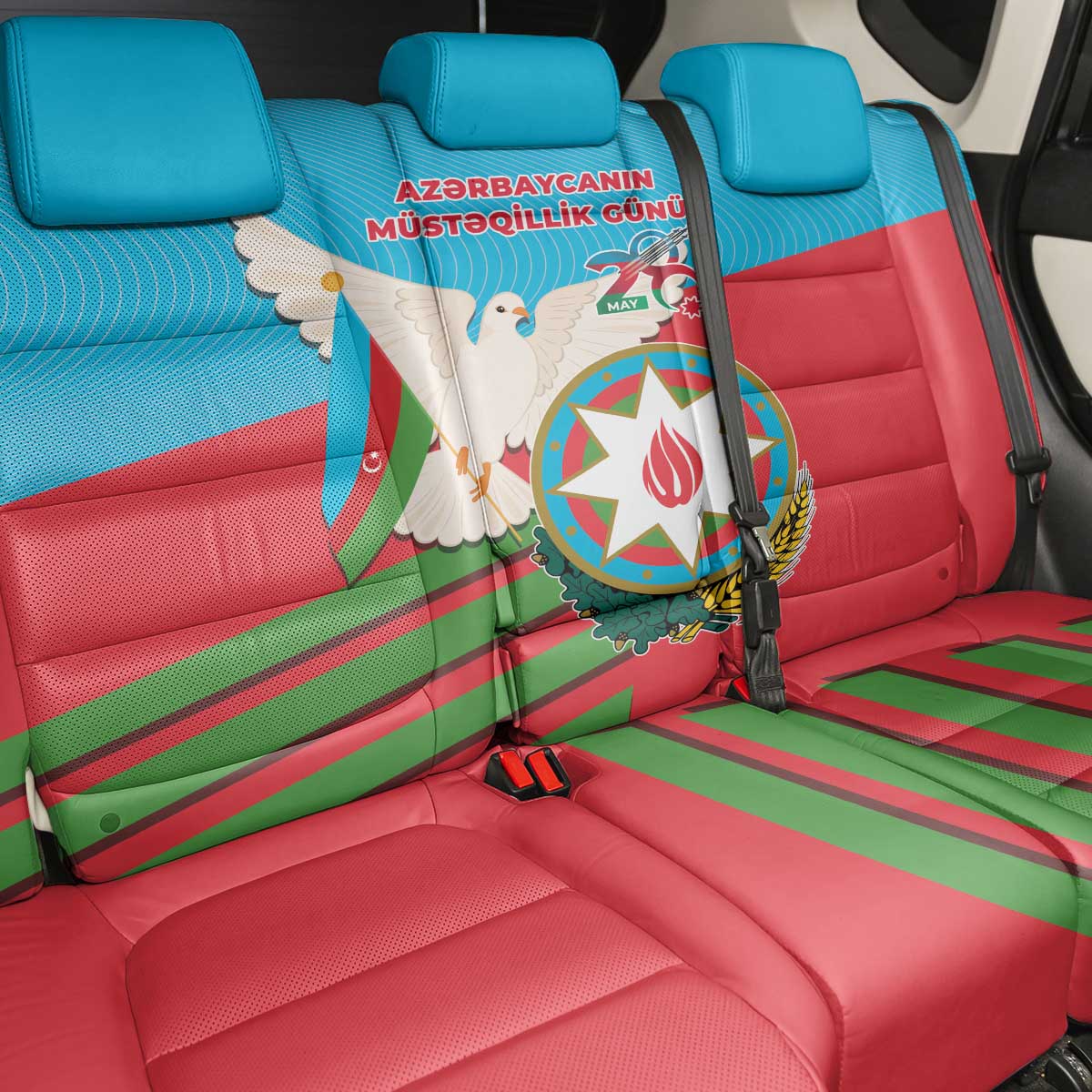 Azerbaijan Independence Day Back Car Seat Cover Mustəqillik Gunu