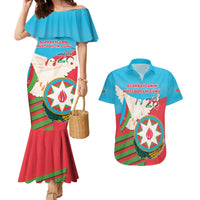Azerbaijan Independence Day Couples Matching Mermaid Dress and Hawaiian Shirt Mustəqillik Gunu
