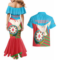 Azerbaijan Independence Day Couples Matching Mermaid Dress and Hawaiian Shirt Mustəqillik Gunu