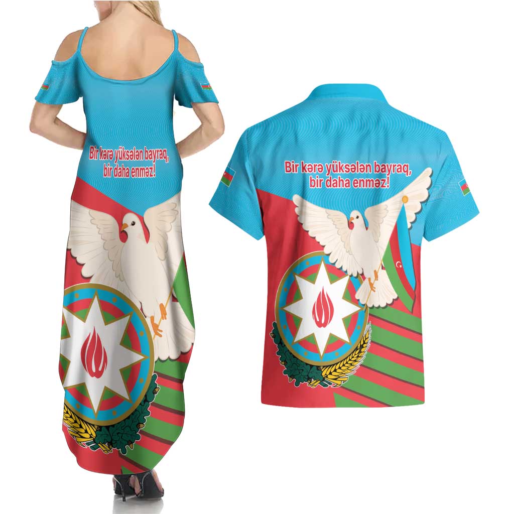 Azerbaijan Independence Day Couples Matching Summer Maxi Dress and Hawaiian Shirt Mustəqillik Gunu