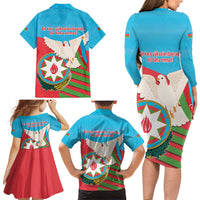 Azerbaijan Independence Day Family Matching Long Sleeve Bodycon Dress and Hawaiian Shirt Mustəqillik Gunu