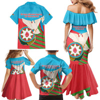 Azerbaijan Independence Day Family Matching Mermaid Dress and Hawaiian Shirt Mustəqillik Gunu