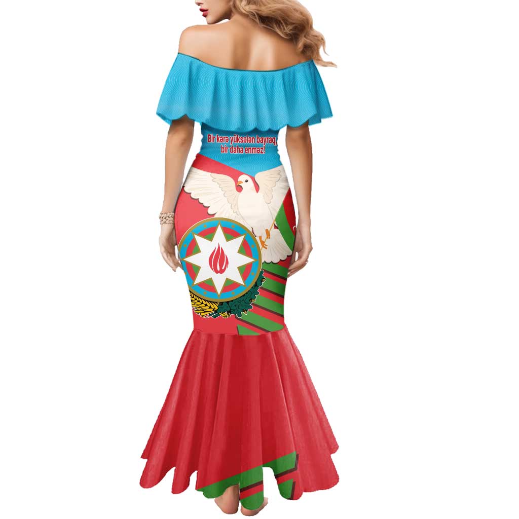 Azerbaijan Independence Day Family Matching Mermaid Dress and Hawaiian Shirt Mustəqillik Gunu