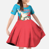 Azerbaijan Independence Day Family Matching Off The Shoulder Long Sleeve Dress and Hawaiian Shirt Mustəqillik Gunu
