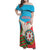 Azerbaijan Independence Day Family Matching Off Shoulder Maxi Dress and Hawaiian Shirt Mustəqillik Gunu
