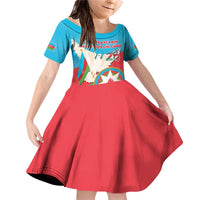Azerbaijan Independence Day Family Matching Off Shoulder Short Dress and Hawaiian Shirt Mustəqillik Gunu