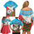 Azerbaijan Independence Day Family Matching Off Shoulder Short Dress and Hawaiian Shirt Mustəqillik Gunu