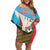 Azerbaijan Independence Day Family Matching Off Shoulder Short Dress and Hawaiian Shirt Mustəqillik Gunu