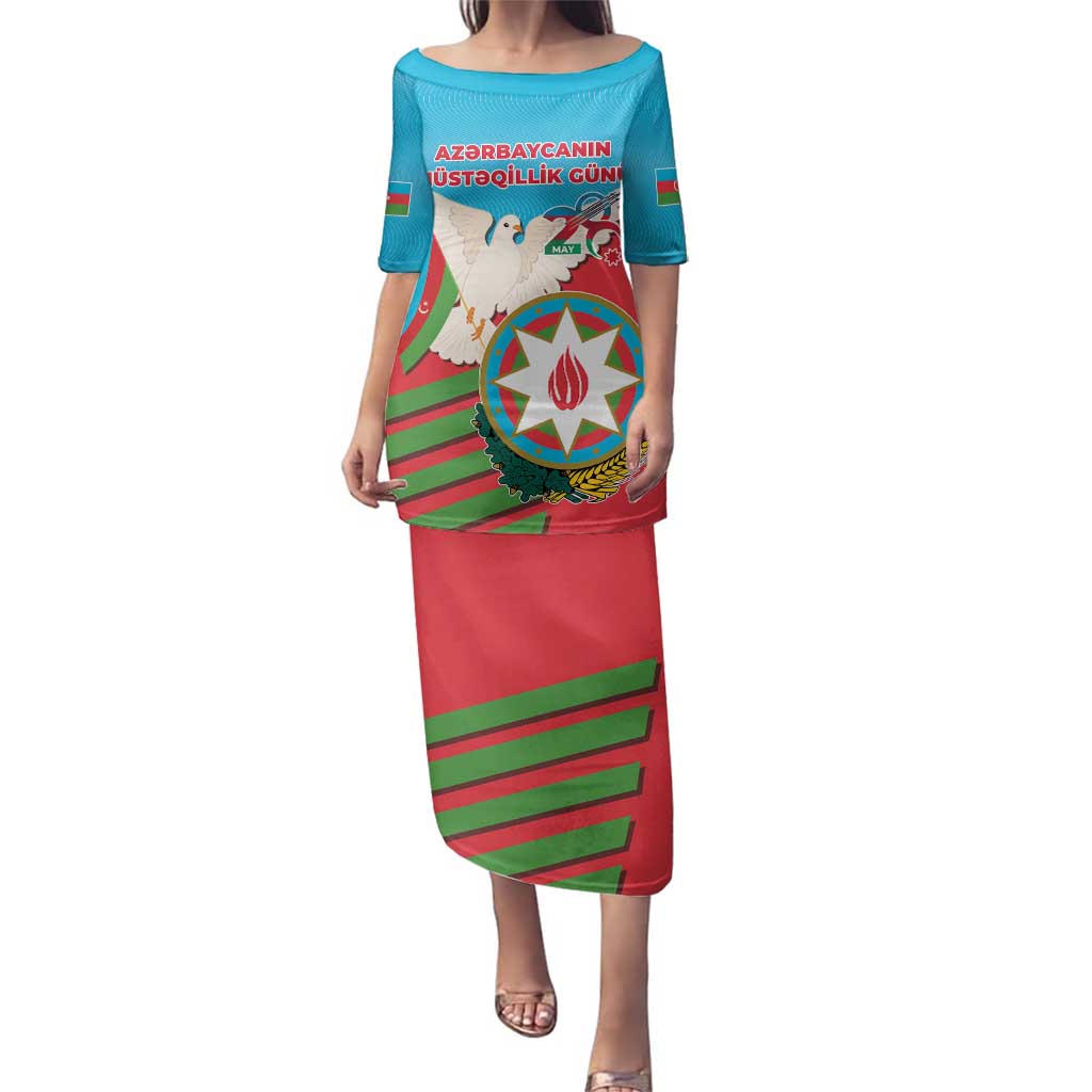 Azerbaijan Independence Day Family Matching Puletasi and Hawaiian Shirt Mustəqillik Gunu