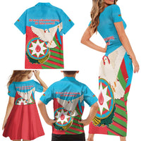 Azerbaijan Independence Day Family Matching Short Sleeve Bodycon Dress and Hawaiian Shirt Mustəqillik Gunu