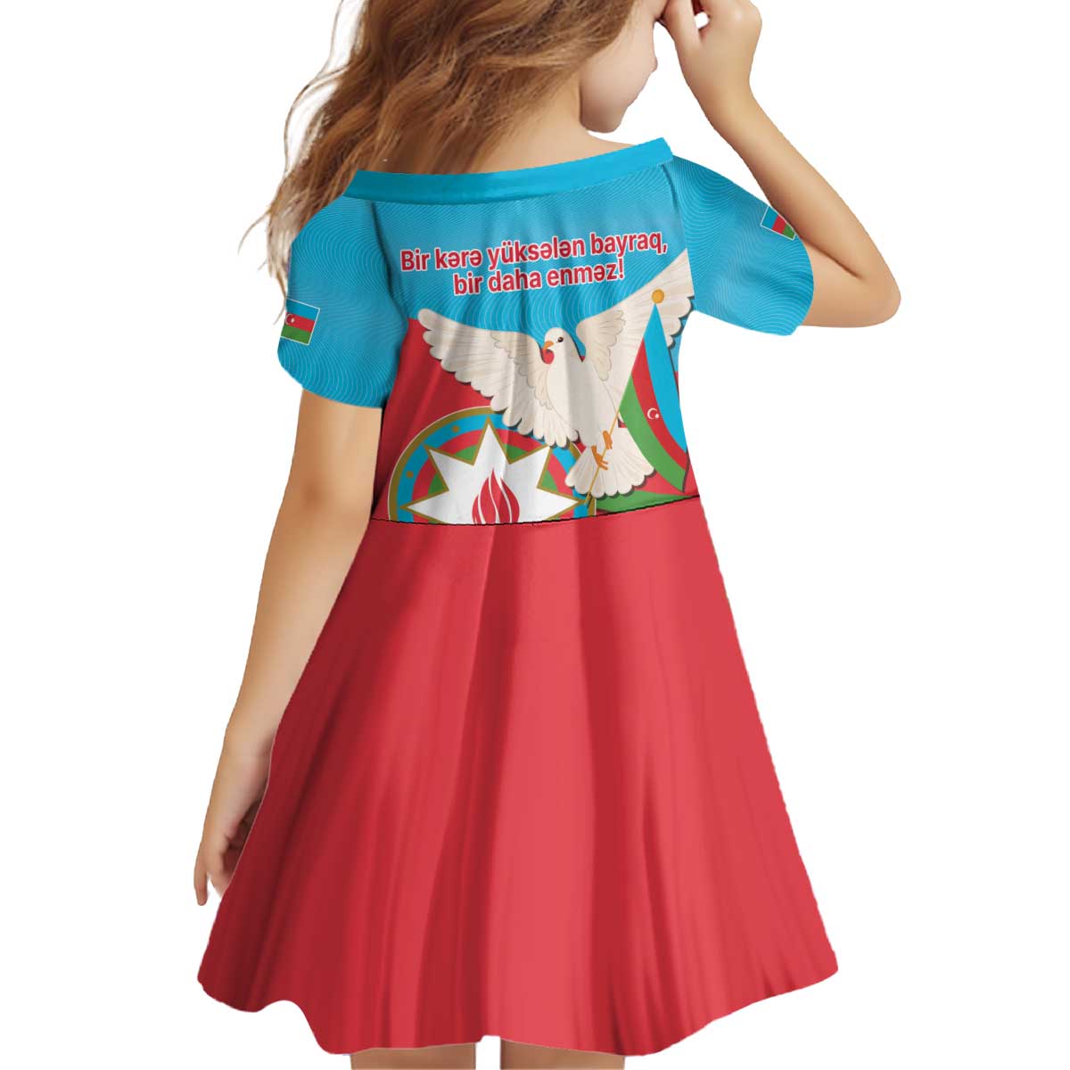 Azerbaijan Independence Day Kid Short Sleeve Dress Mustəqillik Gunu