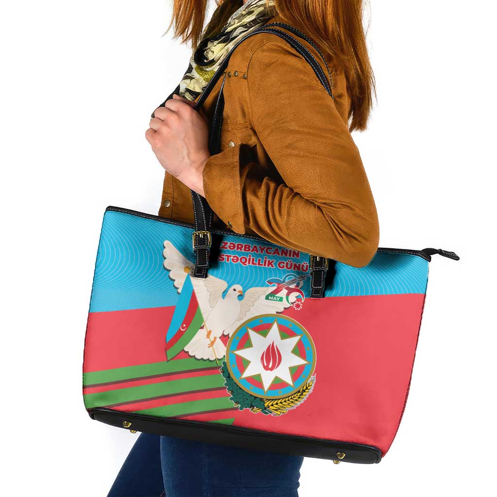 Azerbaijan Independence Day Leather Tote Bag Mustəqillik Gunu