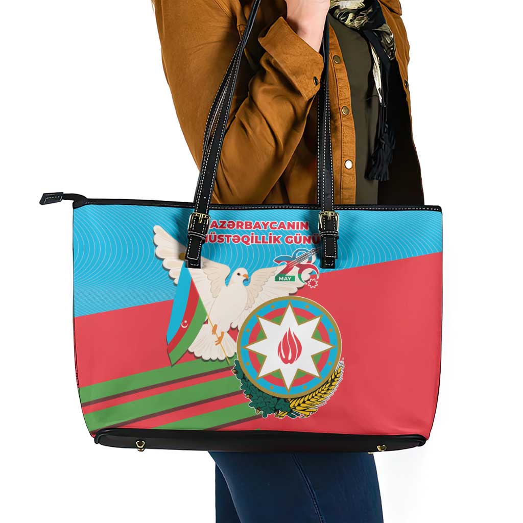 Azerbaijan Independence Day Leather Tote Bag Mustəqillik Gunu