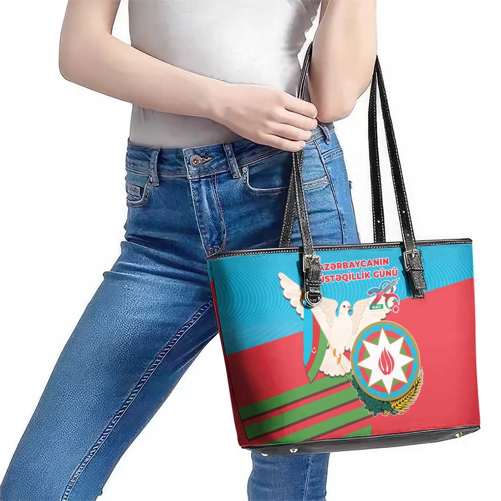 Azerbaijan Independence Day Leather Tote Bag Mustəqillik Gunu