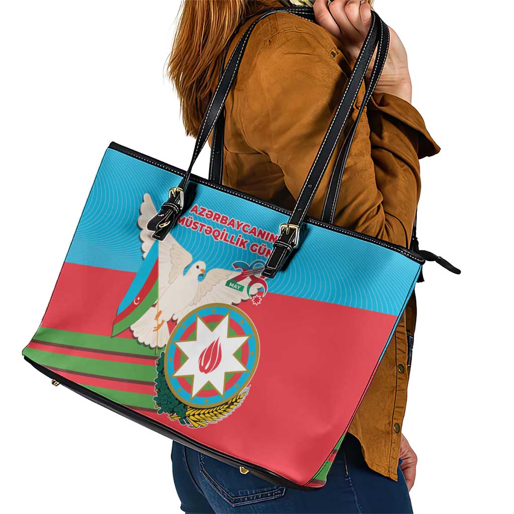 Azerbaijan Independence Day Leather Tote Bag Mustəqillik Gunu