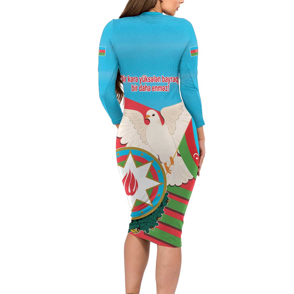 Azerbaijan Independence Day Long Sleeve Bodycon Dress Mustəqillik Gunu