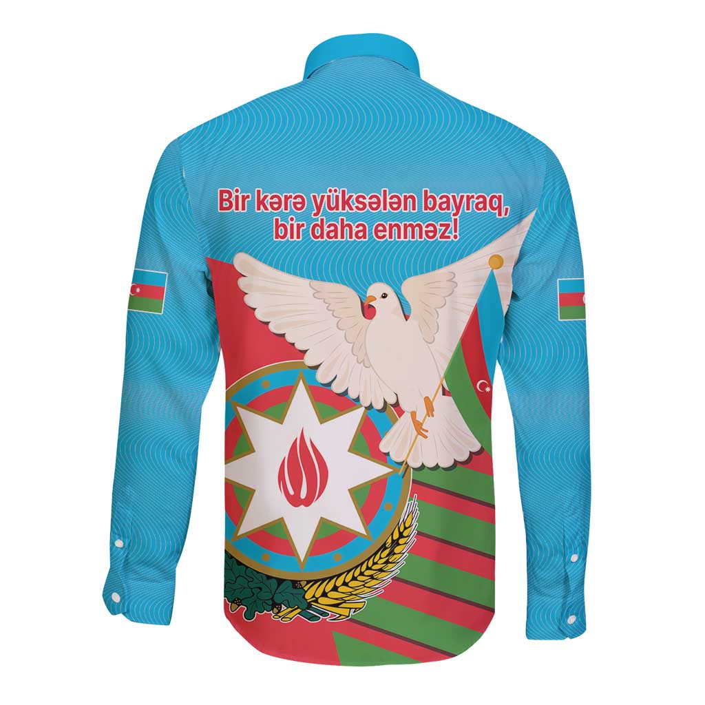 Azerbaijan Independence Day Long Sleeve Button Shirt Mustəqillik Gunu