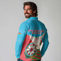 Azerbaijan Independence Day Long Sleeve Polo Shirt Mustəqillik Gunu