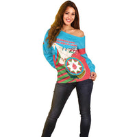 Azerbaijan Independence Day Off Shoulder Sweater Mustəqillik Gunu