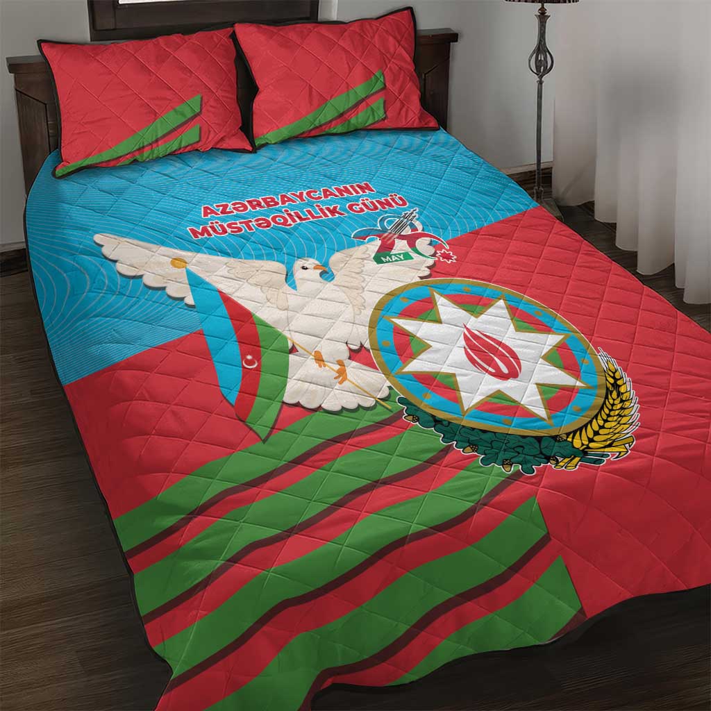 Azerbaijan Independence Day Quilt Bed Set Mustəqillik Gunu
