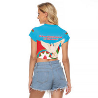 Azerbaijan Independence Day Raglan Cropped T Shirt Mustəqillik Gunu