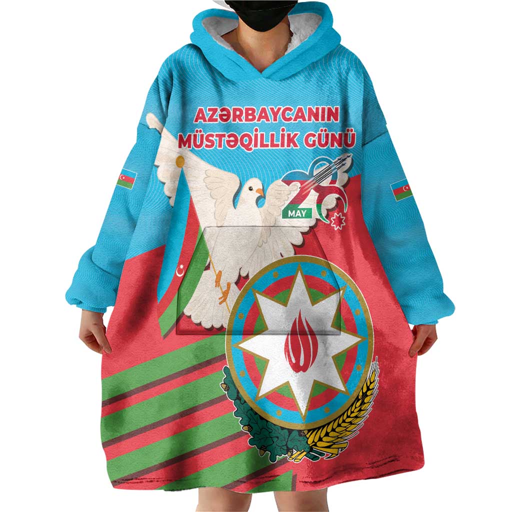 Azerbaijan Independence Day Wearable Blanket Hoodie Mustəqillik Gunu
