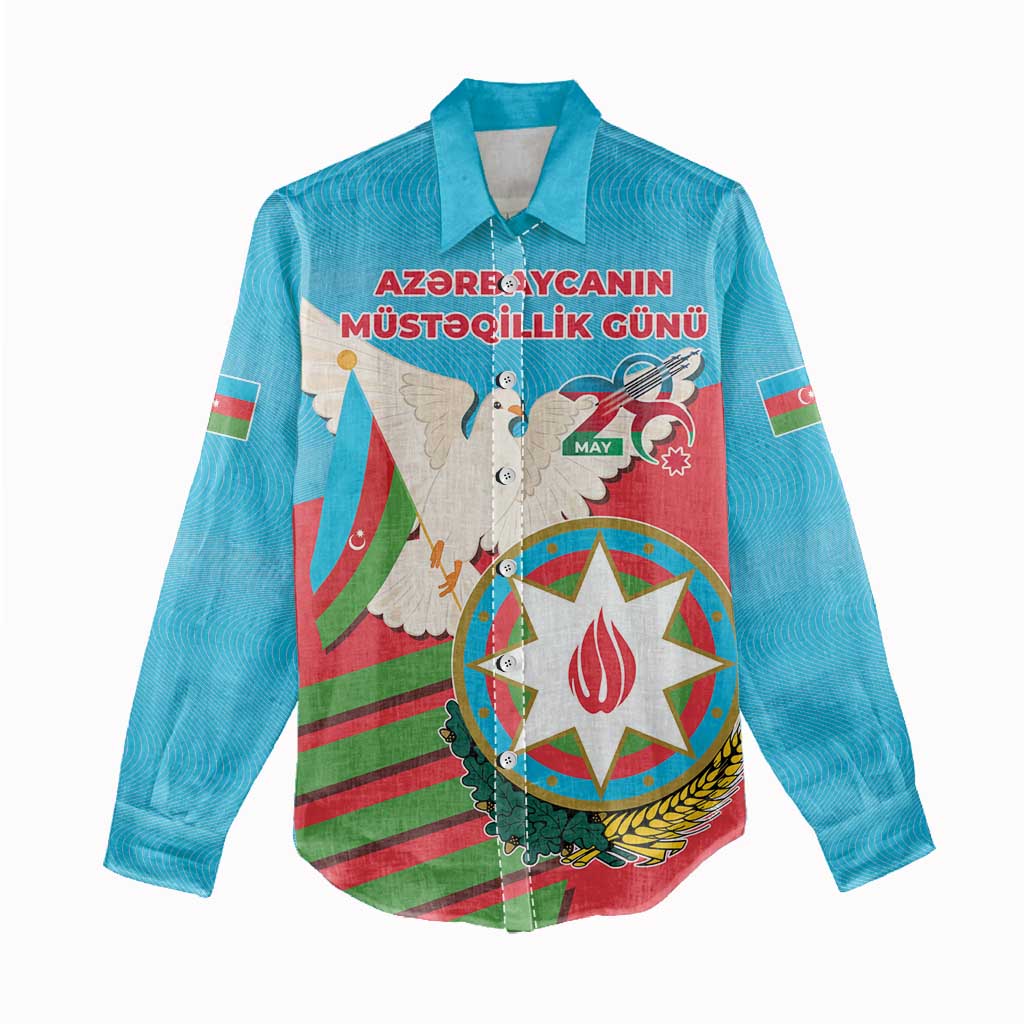 Azerbaijan Independence Day Women Casual Shirt Mustəqillik Gunu