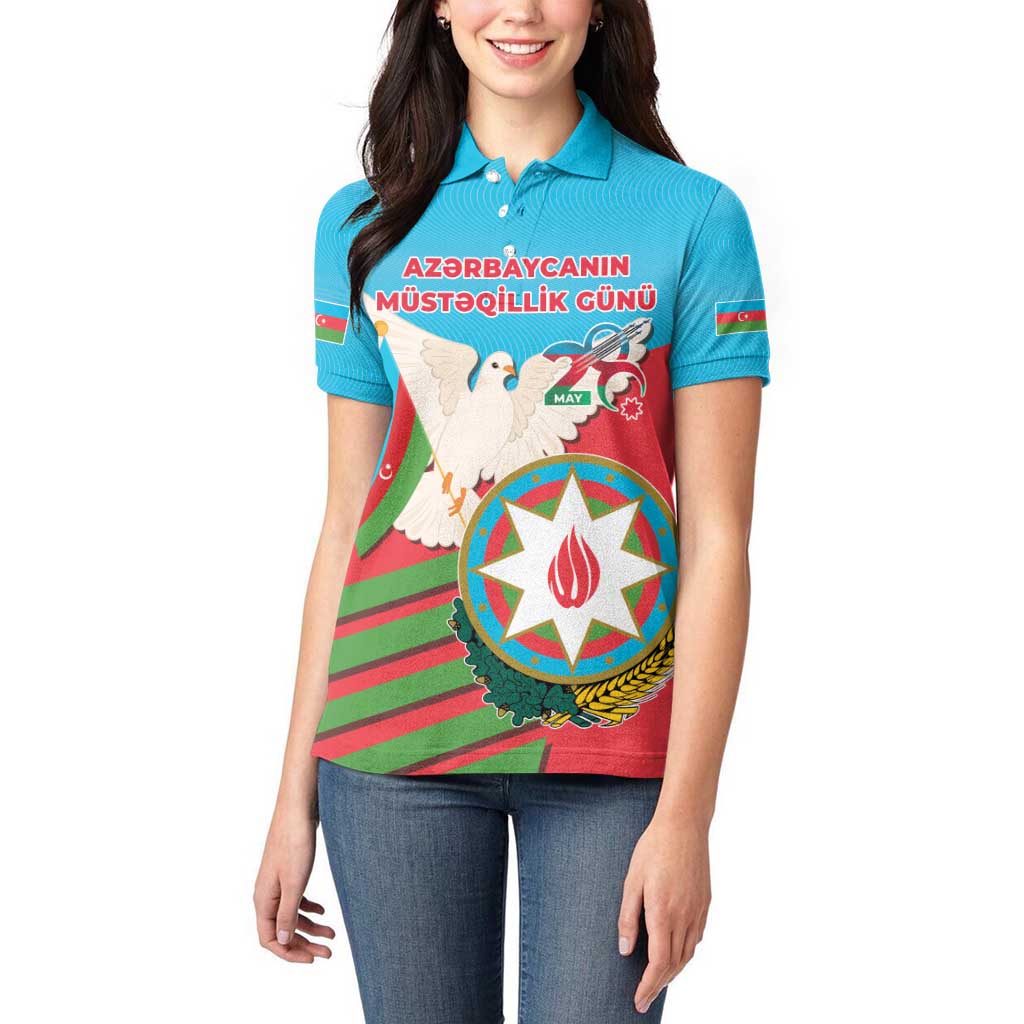 Azerbaijan Independence Day Women Polo Shirt Mustəqillik Gunu