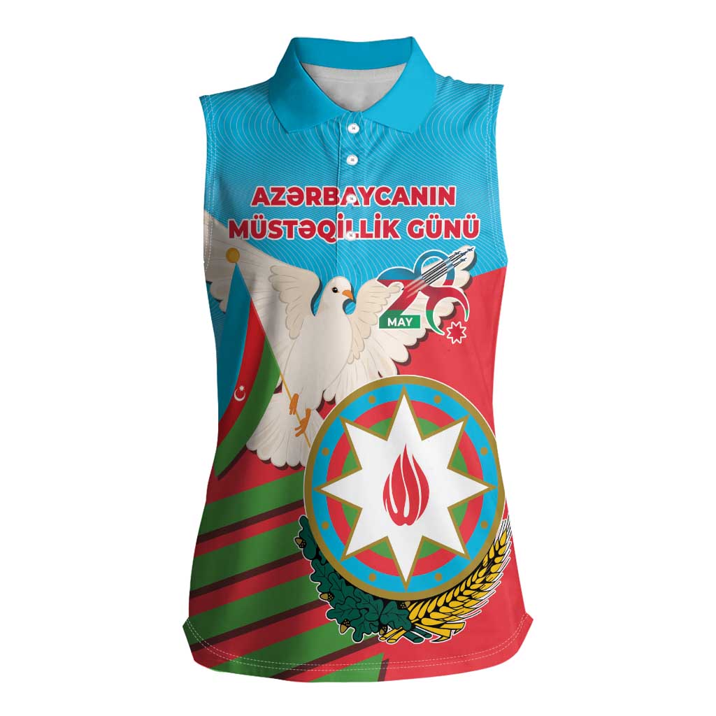 Azerbaijan Independence Day Women Sleeveless Polo Shirt Mustəqillik Gunu