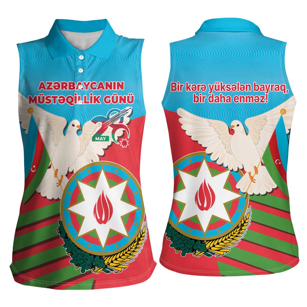 Azerbaijan Independence Day Women Sleeveless Polo Shirt Mustəqillik Gunu