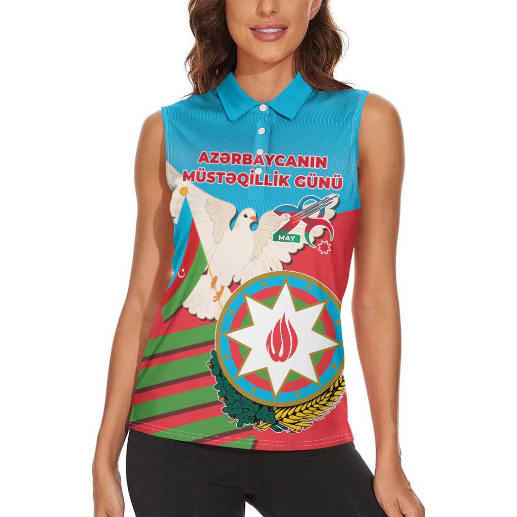 Azerbaijan Independence Day Women Sleeveless Polo Shirt Mustəqillik Gunu