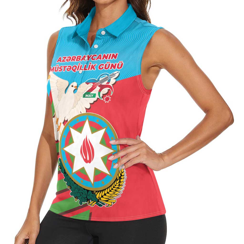 Azerbaijan Independence Day Women Sleeveless Polo Shirt Mustəqillik Gunu