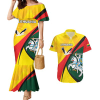 Lithuania Coat of Arms Couples Matching Mermaid Dress and Hawaiian Shirt Vytis and Gandras