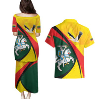 Lithuania Coat of Arms Couples Matching Puletasi and Hawaiian Shirt Vytis and Gandras