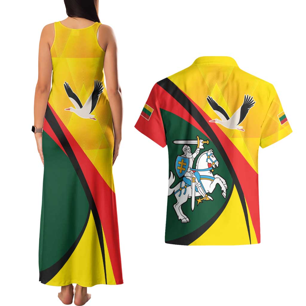 Lithuania Coat of Arms Couples Matching Tank Maxi Dress and Hawaiian Shirt Vytis and Gandras