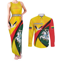 Lithuania Coat of Arms Couples Matching Tank Maxi Dress and Long Sleeve Button Shirt Vytis and Gandras