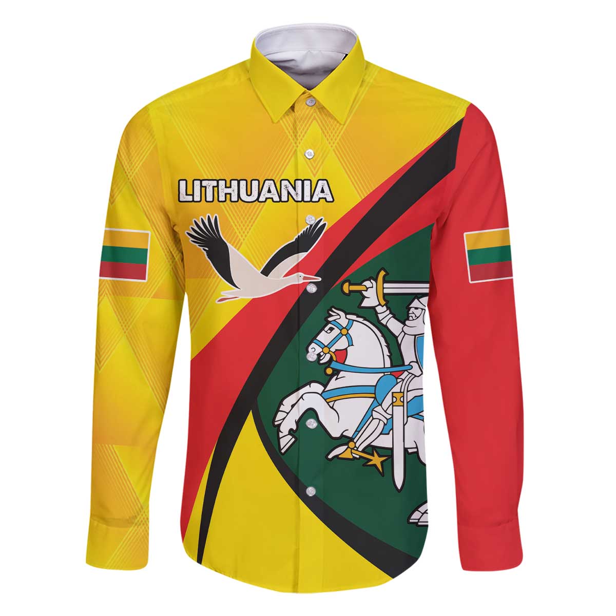 Lithuania Coat of Arms Family Matching Off The Shoulder Long Sleeve Dress and Hawaiian Shirt Vytis and Gandras