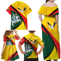 Lithuania Coat of Arms Family Matching Off Shoulder Maxi Dress and Hawaiian Shirt Vytis and Gandras