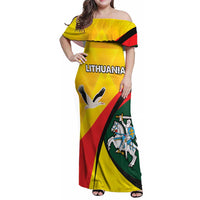 Lithuania Coat of Arms Family Matching Off Shoulder Maxi Dress and Hawaiian Shirt Vytis and Gandras