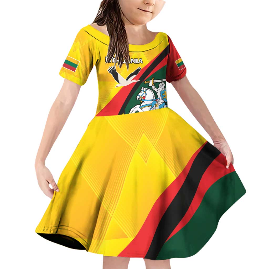Lithuania Coat of Arms Family Matching Off Shoulder Short Dress and Hawaiian Shirt Vytis and Gandras