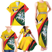 Lithuania Coat of Arms Family Matching Tank Maxi Dress and Hawaiian Shirt Vytis and Gandras