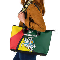 Lithuania Coat of Arms Leather Tote Bag Vytis and Gandras