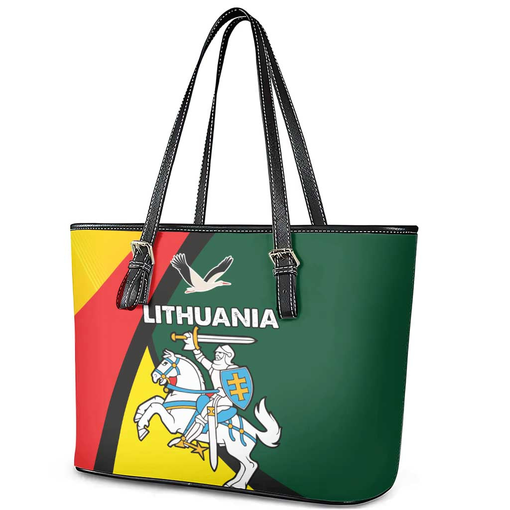 Lithuania Coat of Arms Leather Tote Bag Vytis and Gandras