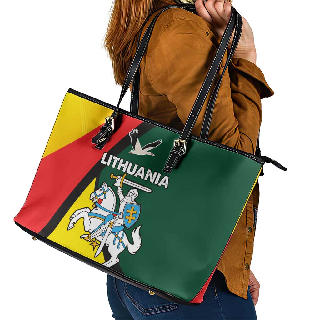 Lithuania Coat of Arms Leather Tote Bag Vytis and Gandras