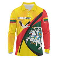 Lithuania Coat of Arms Long Sleeve Polo Shirt Vytis and Gandras