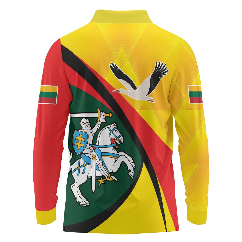 Lithuania Coat of Arms Long Sleeve Polo Shirt Vytis and Gandras
