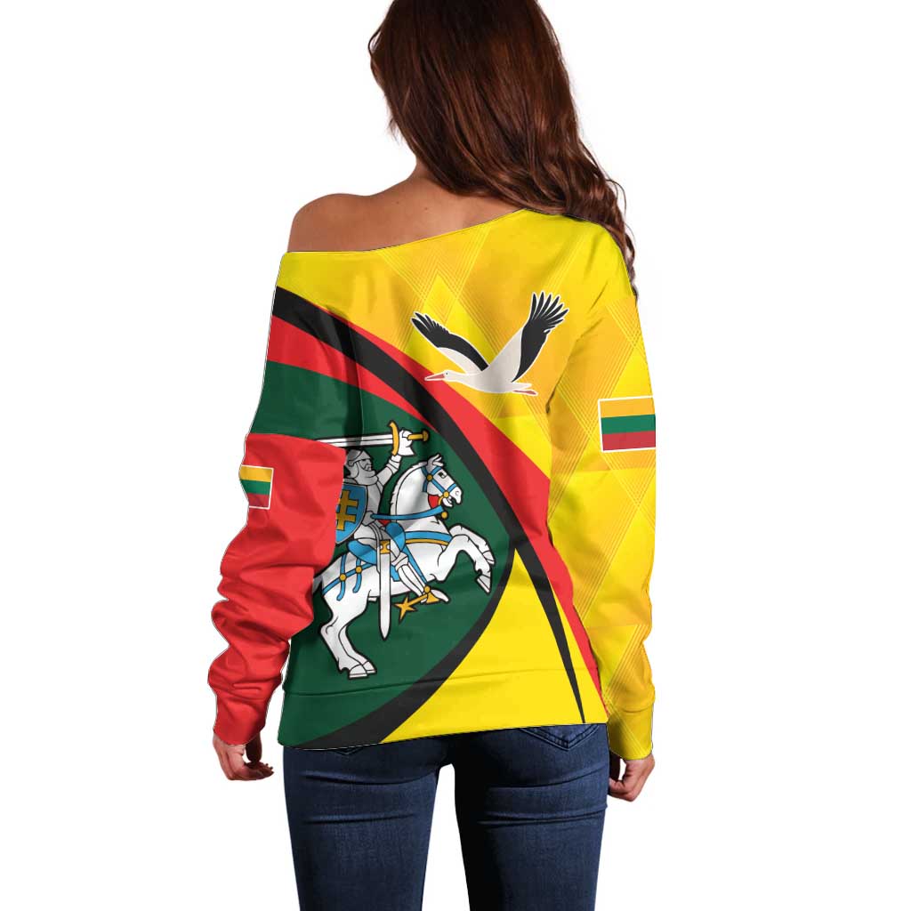 Lithuania Coat of Arms Off Shoulder Sweater Vytis and Gandras