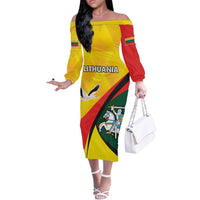 Lithuania Coat of Arms Off The Shoulder Long Sleeve Dress Vytis and Gandras